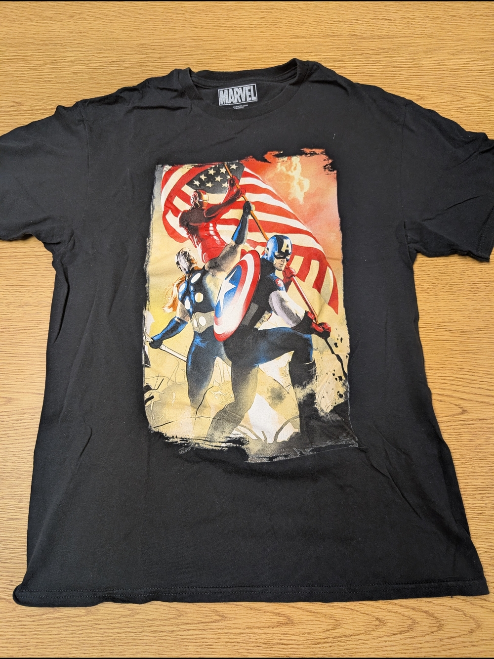 Marvel Black Graphic Tee - Vintage Avengers Artwork